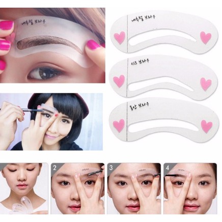 Combo 3 set Khuôn Kẻ Chân Mày Hàn Quốc (tặng 1 bộ dán hỗ trợ vẽ móng)