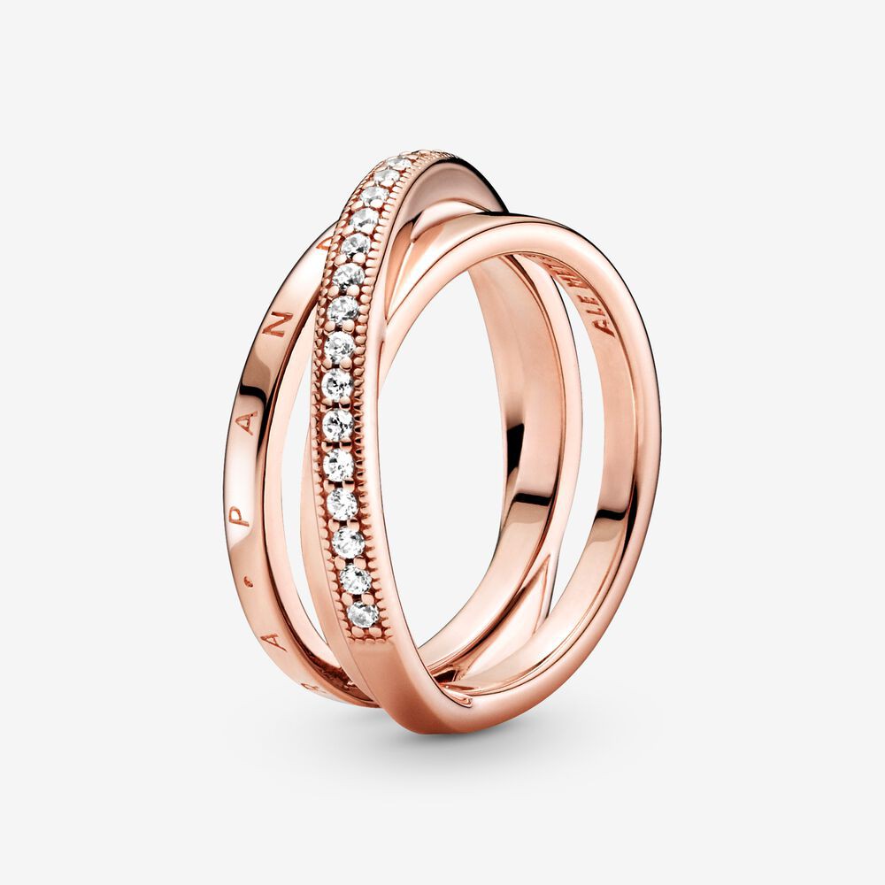 Crossover Pavé Triple shining Band Rings