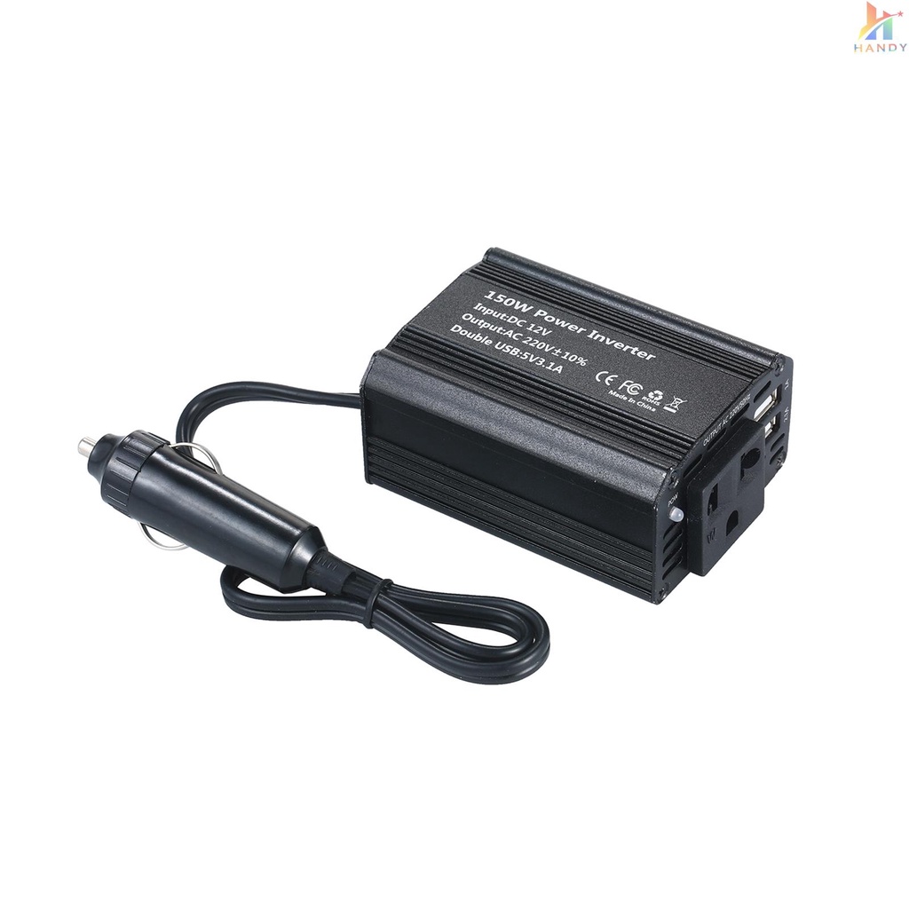 Bộ Chuyển Đổi Nguồn 150W DC 12V Sang AC 220V Với 1 Cổng USB Kép Và Cổng Ra AC Di Động Cho Xe Hơi