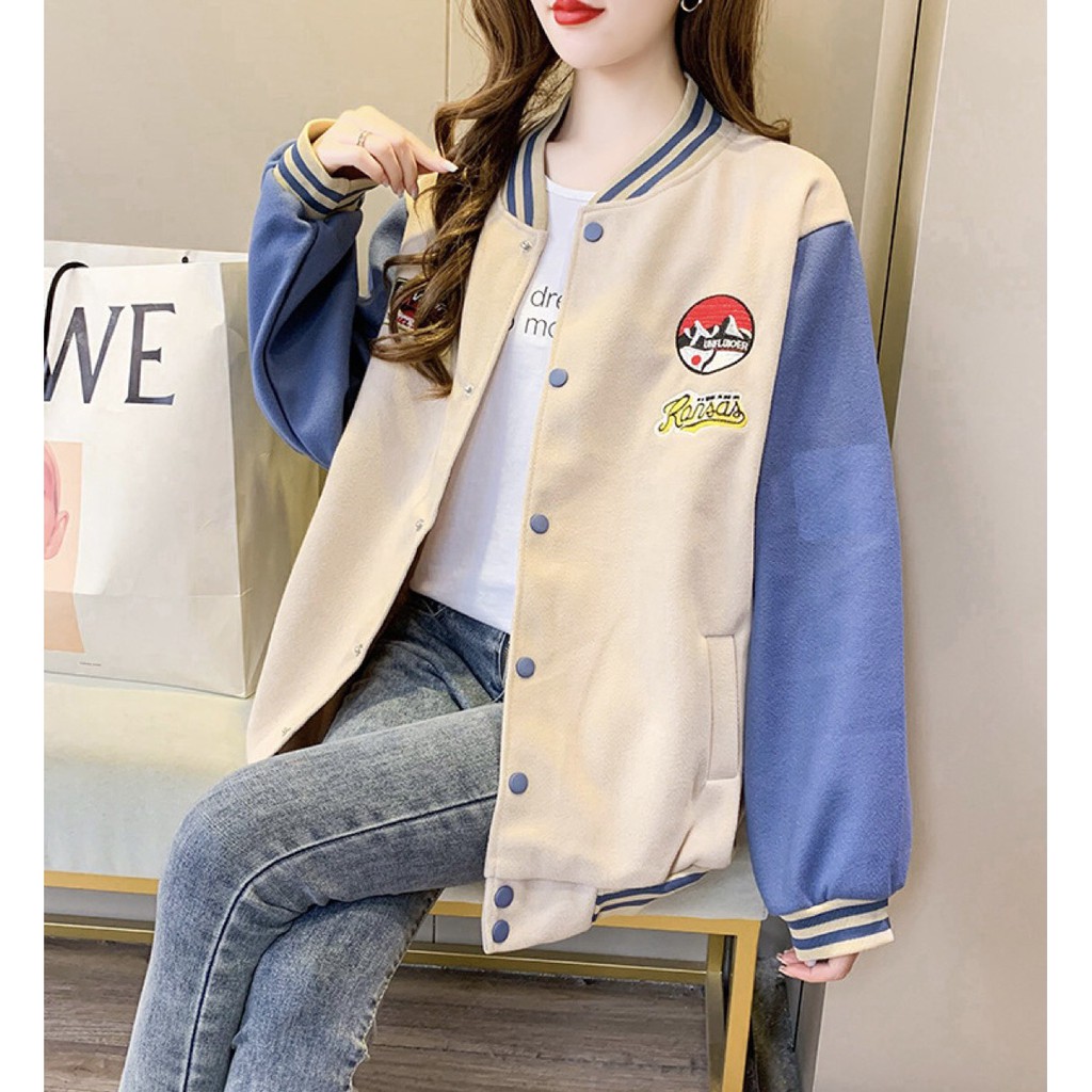 Áo Khoác Bomber - Áo Khoác Unisex  Nam Nữ  Nhung Phối Tay Cúc Bấm Form Rộng Hàng Shop | BigBuy360 - bigbuy360.vn