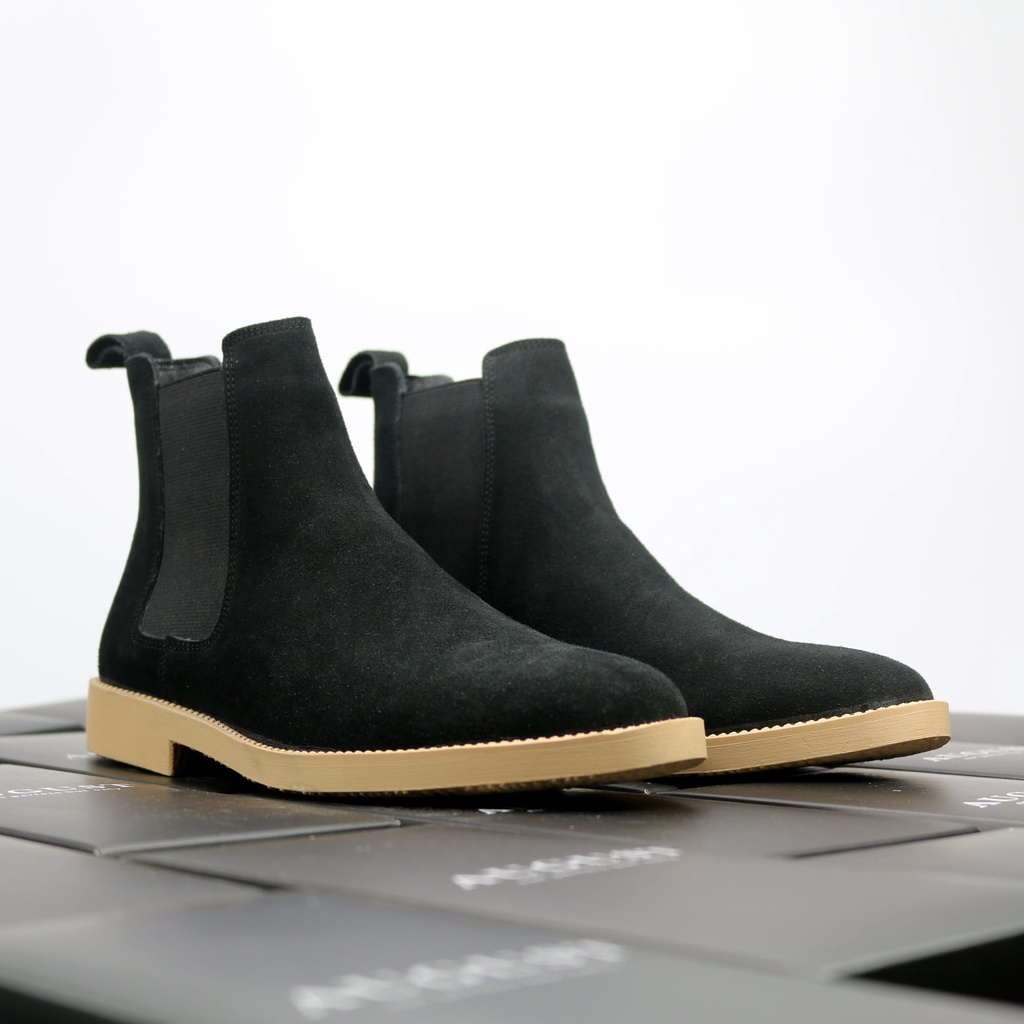 Giày Chelsea Boot da lộn màu đen đế cao su đúc độn 3.5cm | BigBuy360 - bigbuy360.vn