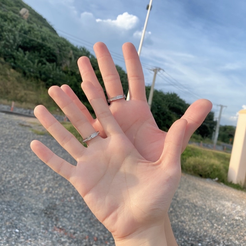Nhẫn đôi CK hạt khắc tên theo yêu cầu thép ko rỉ