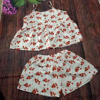 Bộ ngủ lụa ( voan ), Sét bộ 2 dây❤️bộ đùi mặc