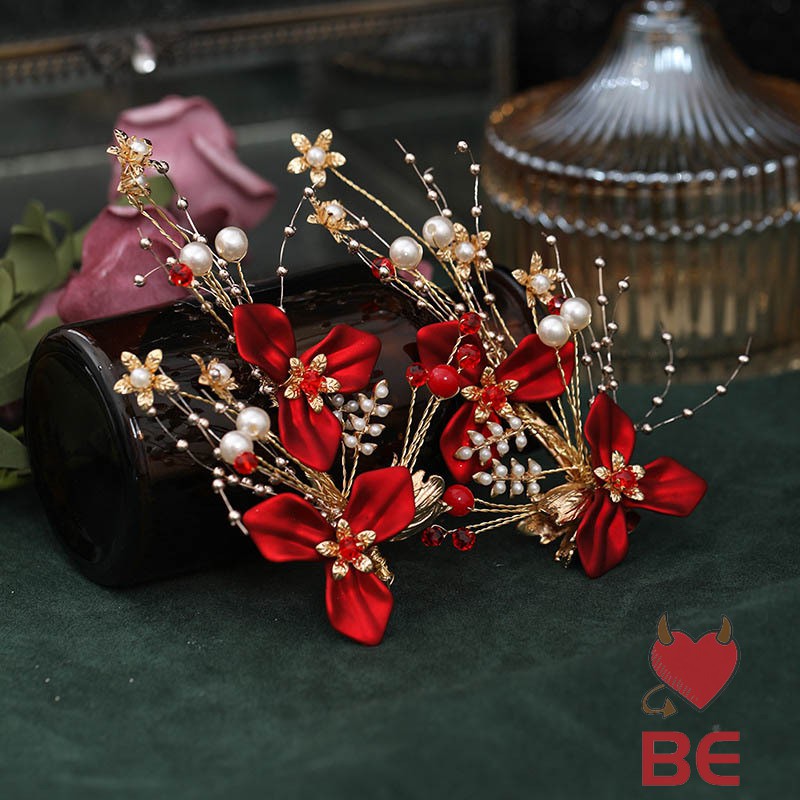 YADORNOS Set đôi khuyên tai và cặp kẹp tóc YADORNOS phong cách Trung Hoa thanh lịch thời trang dành cho nữ