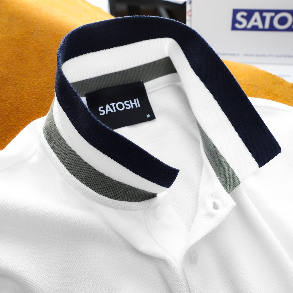 Áo Polo Satoshi Diamond Pique SAPL73 Trắng Viền Cổ sang trọng thanh lịch