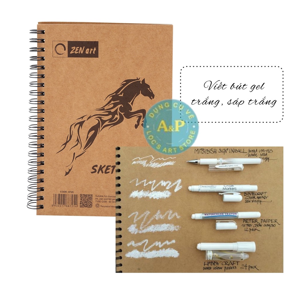 Sổ vẽ phác thảo Sketch book Zen Art Kraft Paper (60 tờ - 75/80 gsm)