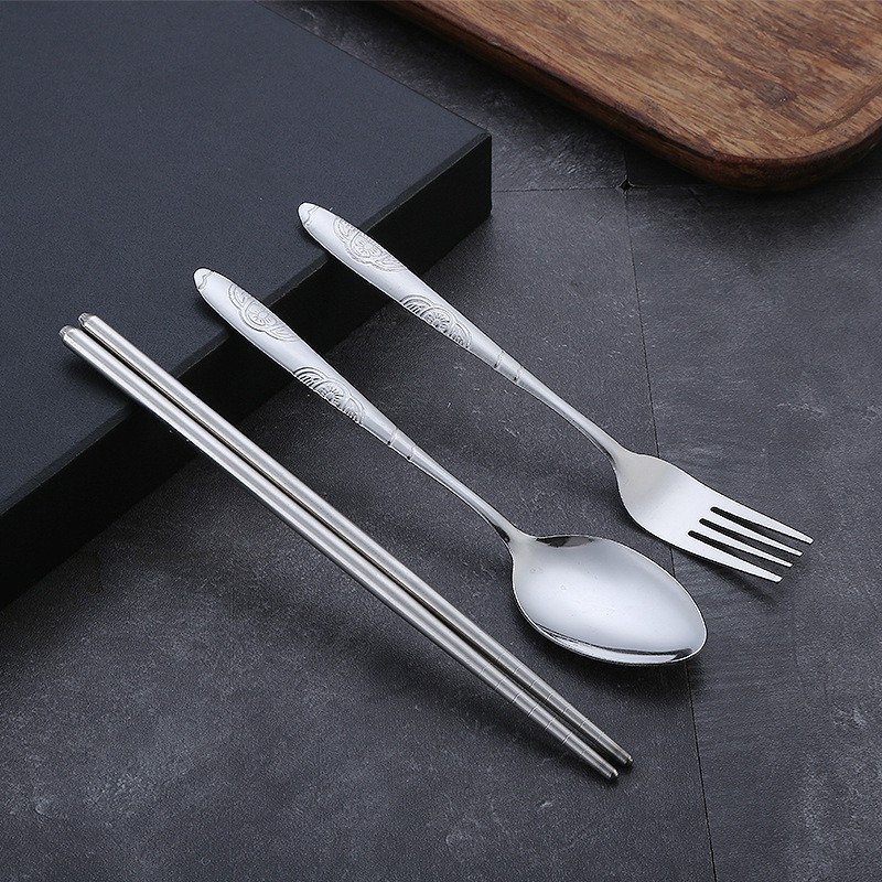 Bộ Muỗng Đũa Nĩa Thìa Inox 304 Cá Nhân Cơm Trưa Văn Phòng Dã Ngoại Phủ Bóng Sang Trọng  LADONA MD2