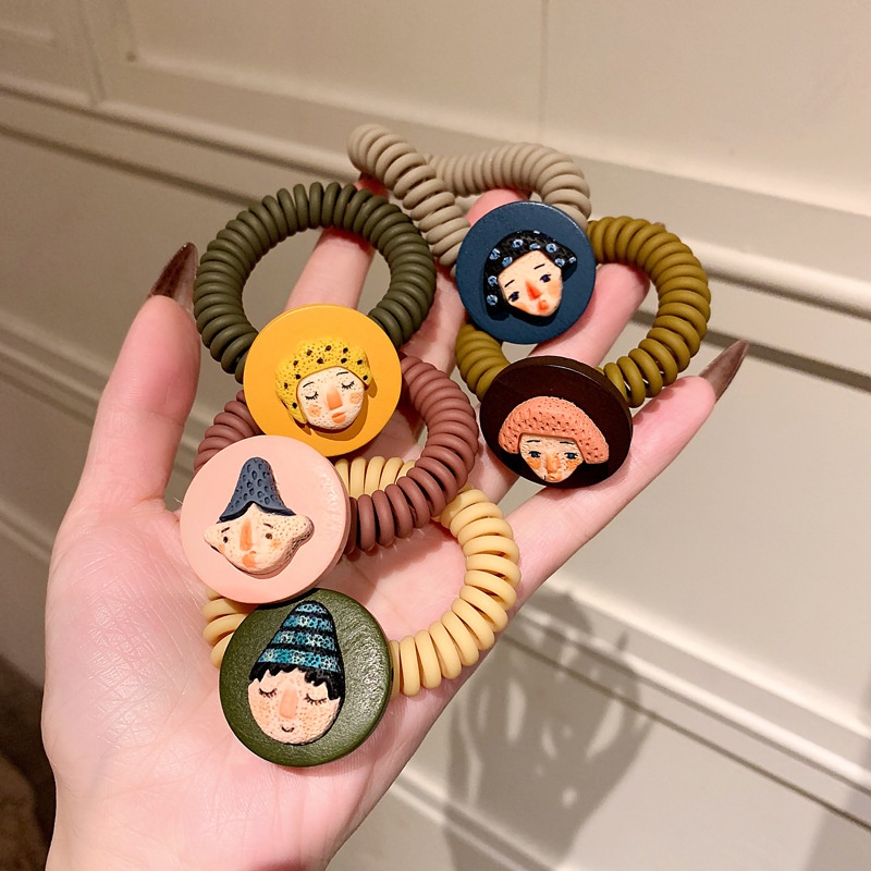 Dây Buộc Tóc Cao Su Hình Búp Bê Hoạt Hình Sơn Dầu Phong Cách Hàn Quốc Cho Nữ F362