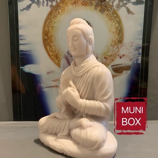 Tượng Phật Thích Ca bột đá trắng 18cm