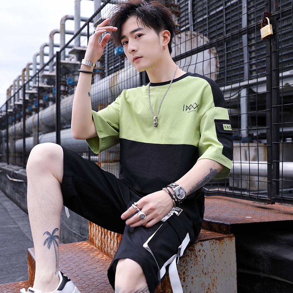 Bộ Quần Áo Thun Nam Thể Thao Ngắn Tay Cổ Tròn Phối Quần Short Túi Hộp Phối Dây MENFASHION1989 90000151 | BigBuy360 - bigbuy360.vn