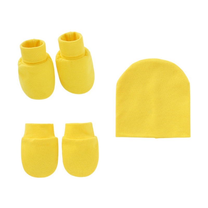 Bộ Găng Tay + Mũ + Vớ + Vớ Bảo Vệ Mặt Chống Trầy Xước Bằng Cotton Dệt Kim Cho Bé Sơ Sinh