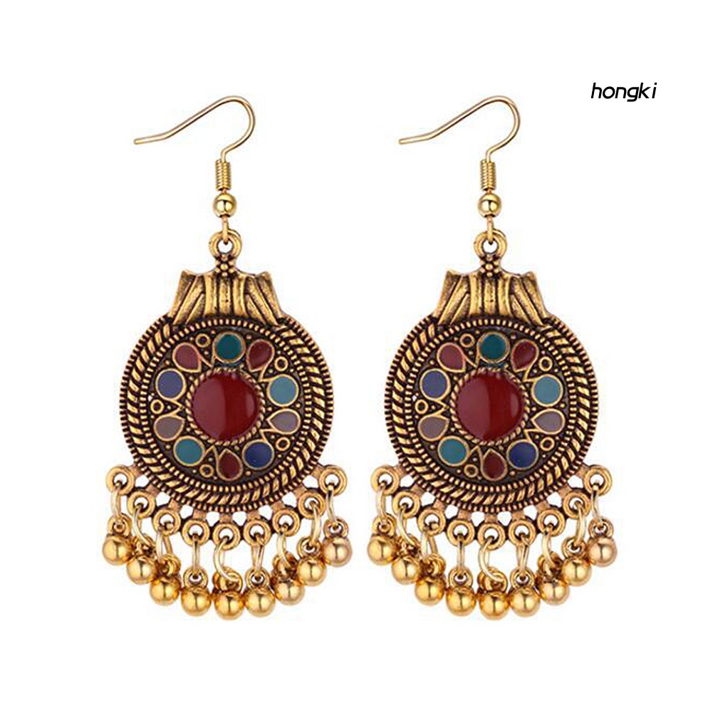 Đôi bông tai dáng dài phối tua rua phong cách bohemian cho nữ