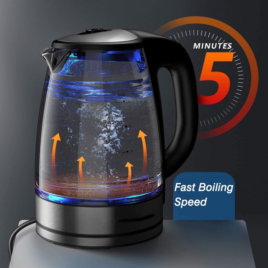 ►DEVISIB Nhiệt độ biến thiên Ấm đun nước điện 2.0L Thủy tinh cho Trà Cà phê Chức năng Giữ ấm Đun sôi Bảo vệ Khô Thiết bị