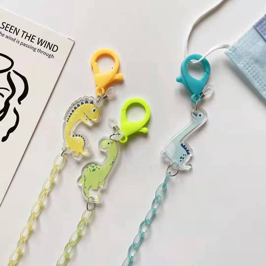 Dây đeo mắt kính bằng acrylic màu kẹo hình khủng long hoạt hình dễ thương sáng tạo