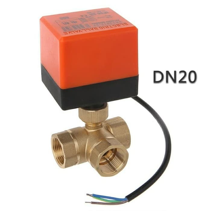 Van điện đồng ba ngả điều khiển đóng mở nước, gas sử dụng điện 220VAC DN20 phi 27 bao gồm van - LKPTA2