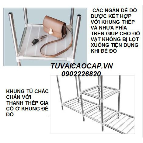 tủ đựng quần áo vải bền nhất khung titan 3 buồng cỡ lớn