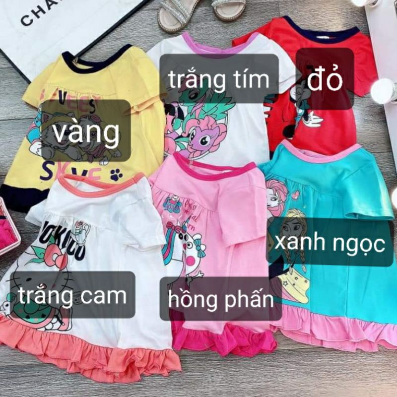 Bộ bé gái cộc tay bánh bèo quần ngố cotton mát mẻ