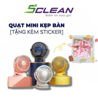 Quạt mini quạt kẹp bàn sạc điện USB xoay 720 độ siêu mát pin khoẻ kẹp chắc chắn Bảo hành 3 Tháng [TẶNG KÈM STICKER]