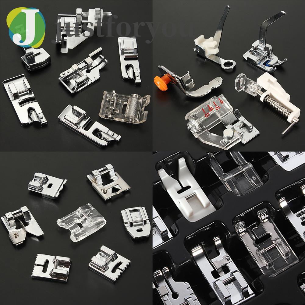 Justforyou2 32 PCS Domestic Sewing Machine Foot Feet Snap On For Brother Singer Set