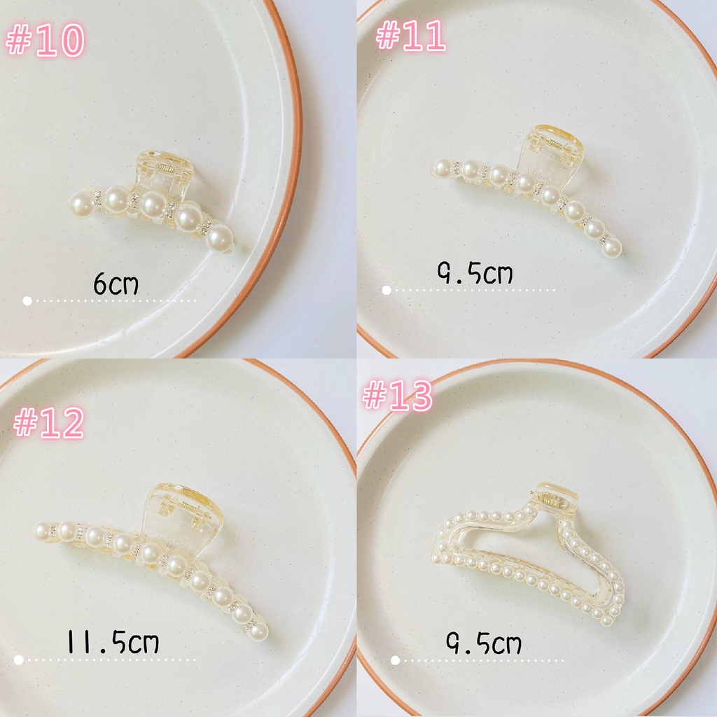 Kẹp tóc đính ngọc trai thiết kế đơn giản bằng nhựa cho phụ nữ/bé gái - 13 kích cỡ