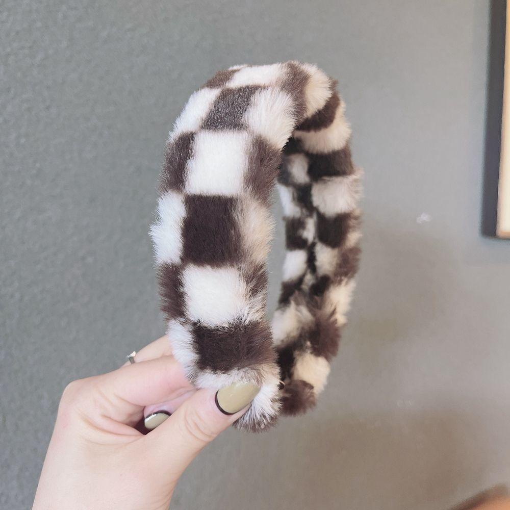 Danilo Băng Đô Cài Tóc Vải Lông Họa Tiết Kẻ Ô Cổ Điển Ngọt Ngào Cho Nữ