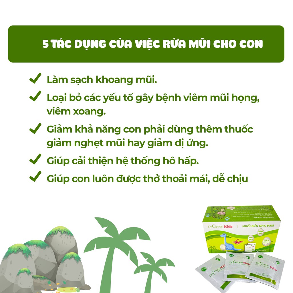 Bình rửa mũi cho trẻ dr.green kids, kèm 30 gói muối biển, thiết kế nhỏ gọn - ảnh sản phẩm 5