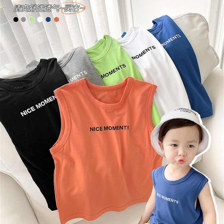 Áo Thun Cotton Không Tay Thời Trang Dành Cho Bé Trai