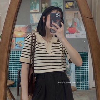 Áo len kẻ cộc tay ulzzang Bazic one