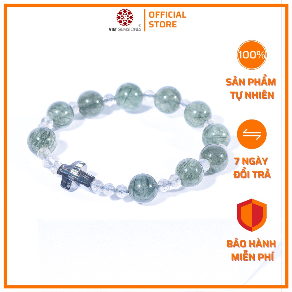 Vòng chuỗi mân côi TA Tóc Xanh tự nhiên 100% | VietGemstones
