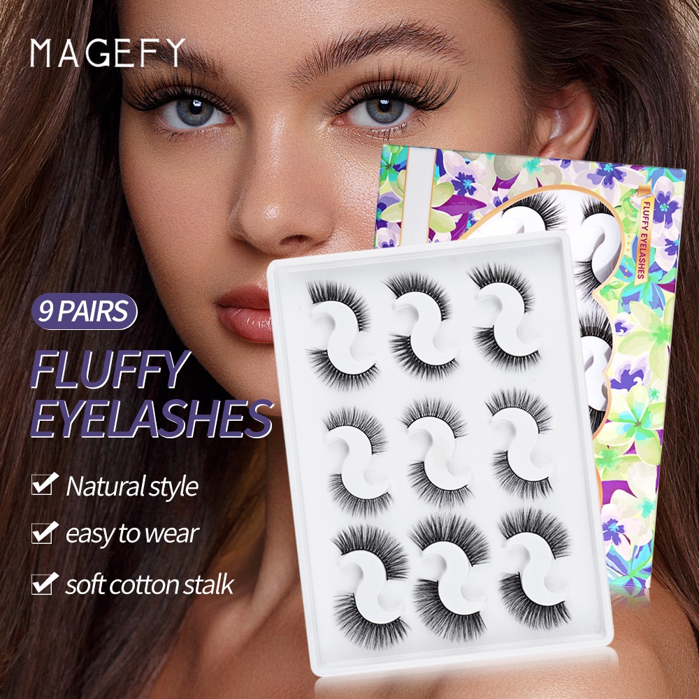 Set 9 Cặp Lông Mi Giả Chống Nước Có Thể Tái Sử Dụng Tiện Lợi