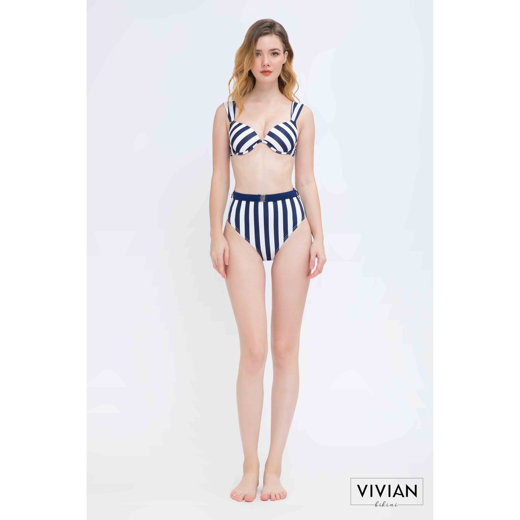 Đồ bơi Nữ VIVIAN kiểu cách điệu, quần dây nịt - màu Xanh navy - VS087_NV