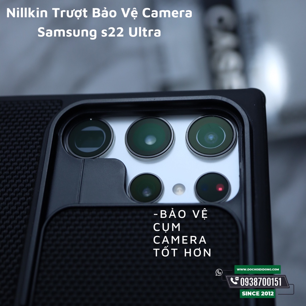 Ốp lưng Samsung S22 Ultra Nillkin trượt từ tính bảo vệ camera lưng vải
