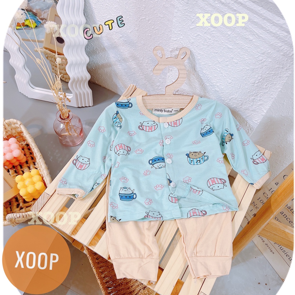 Bộ  dài sơ sinh cúc giữa  in họa tiết gấu,hươu cho bé ( size từ 7-16kg) BD2