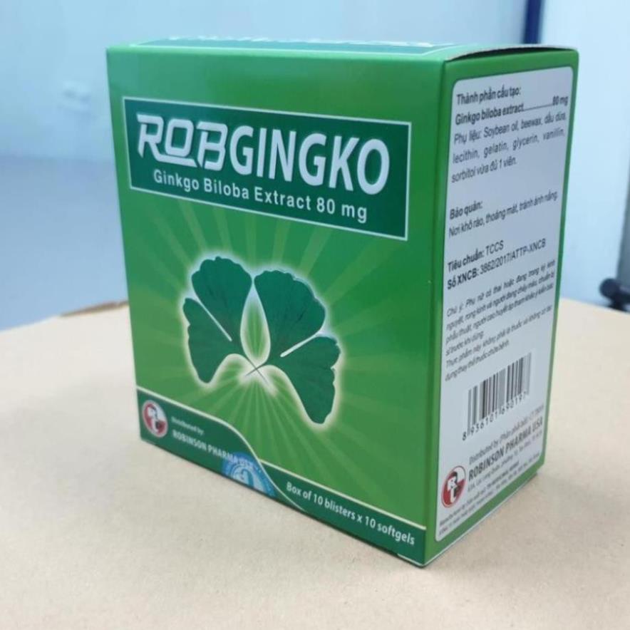 Viên Hoạt Huyết Dưỡng Não Robgingko Giúp Bổ Não Tăng Cường Lưu Thông Máu Não. Hộp 100V