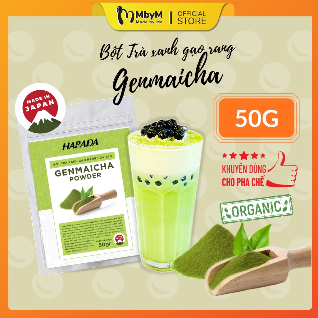 Bột Trà Xanh Gạo Rang Genmaicha Nhật Bản 50gr; Bột Genmaicha pha trà sữa, đá xay, sữa tươi, cà phê latte