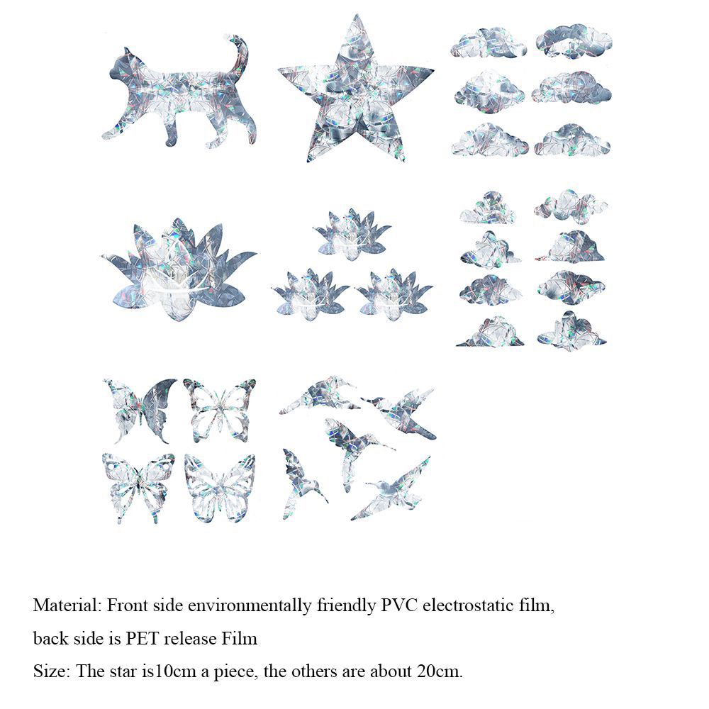 Miếng Dán Cửa Sổ Kính Hình Mèo/ Mặt Trăng Màu Cầu Vồng 3D Tháo Rời Được Tiện Dụng
