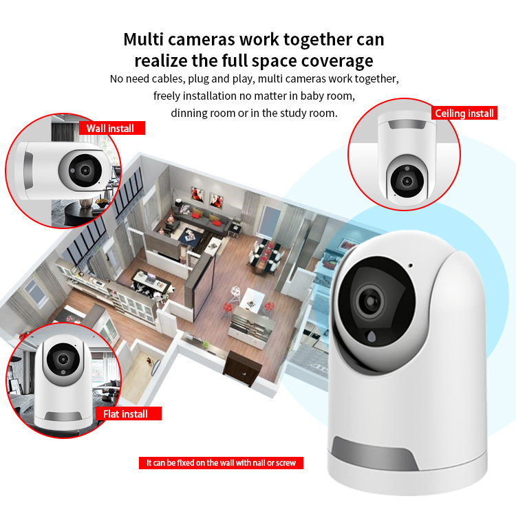 EVKVO - Theo dõi tự động -Tuya Smart Life APP FHD 3MP WIFI Camera quan sát Rotate Wireless PTZ IP Camera CCTV Mini WIFI Camera Home Security Camera Surveillance Camera Two-Way Audio Baby Monitor PTZ Camera IP CCTV