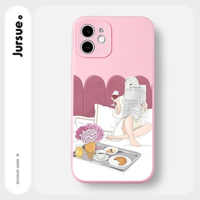 Ốp lưng JURSUE mềm hoạt hình dễ thương đẹp cho iPhone 14 13 12 11 Pro Max SE 2020 X XR XS 8 7 ip 6S 6 Plus Y2086
