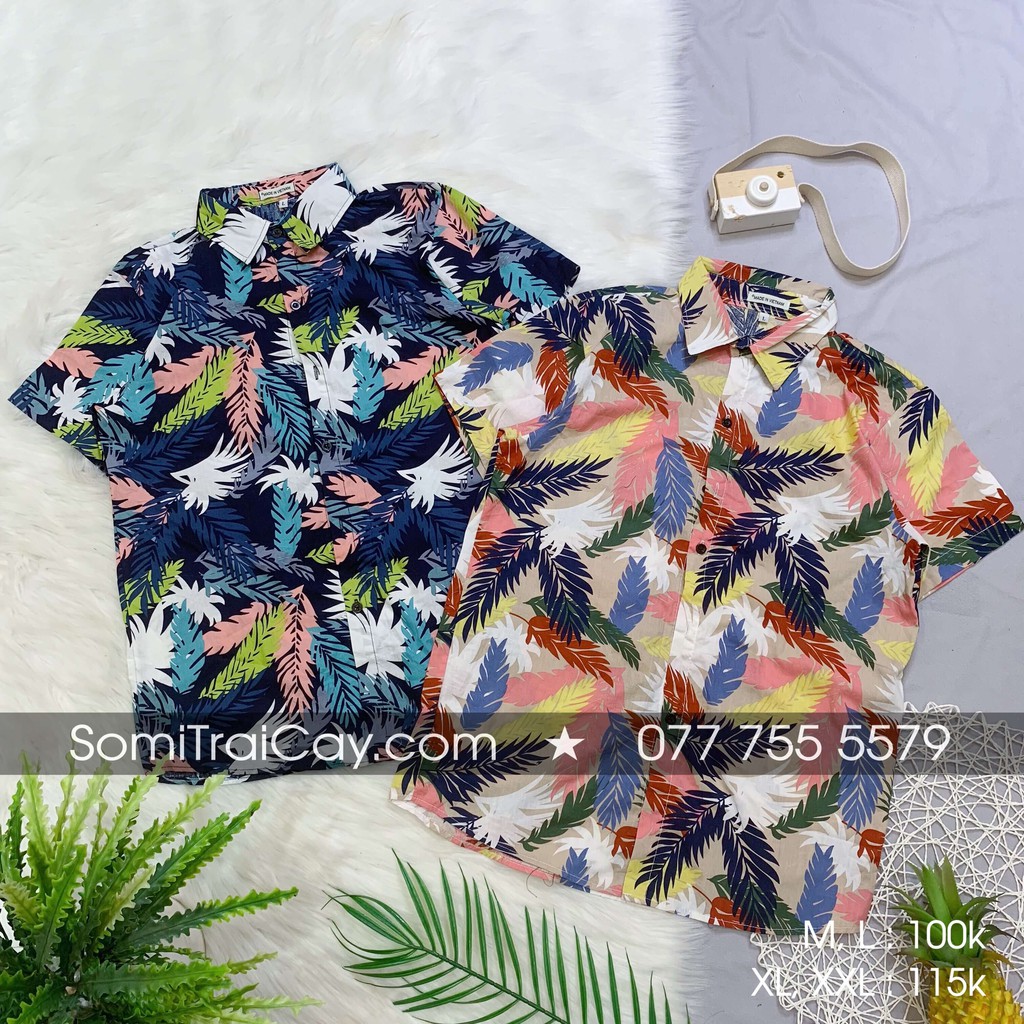 [Mã FAMAYMA2 giảm 10K đơn 50K] 🌿 Áo sơ mi đi biển mềm mát - Lá cây #06 | BigBuy360 - bigbuy360.vn