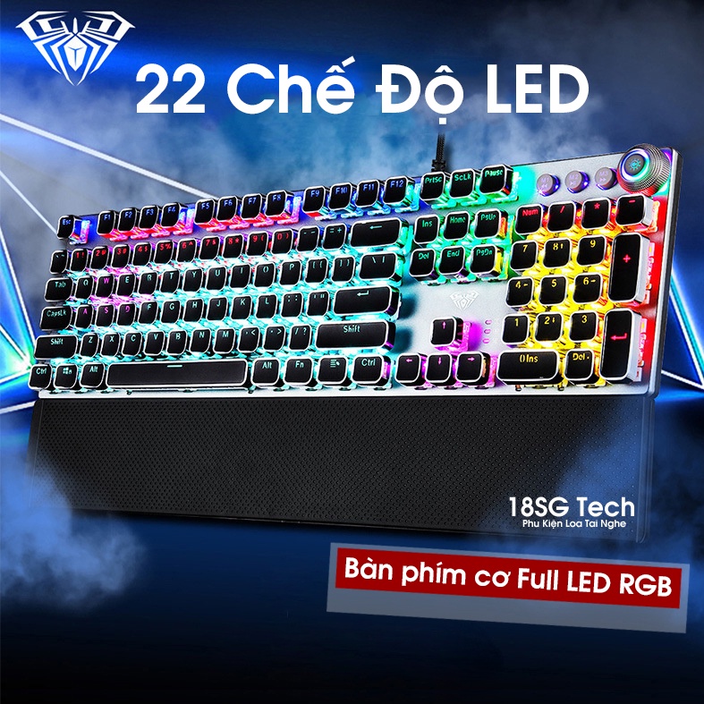 Bàn Phím Cơ Chơi Game F2508 Pro Full Size 104 Phím LED RGB Nhiều Chế Độ Cực Đẹp | Kèm Kê Tay Dùng Cho Máy Tính