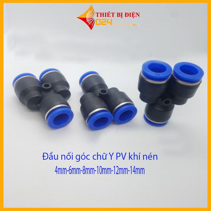 Đầu nối Y ống hơi khí nén phun sương, đầu cắm dây hơi khí nén, cút cắm nhanh dây hơi pu khí nén