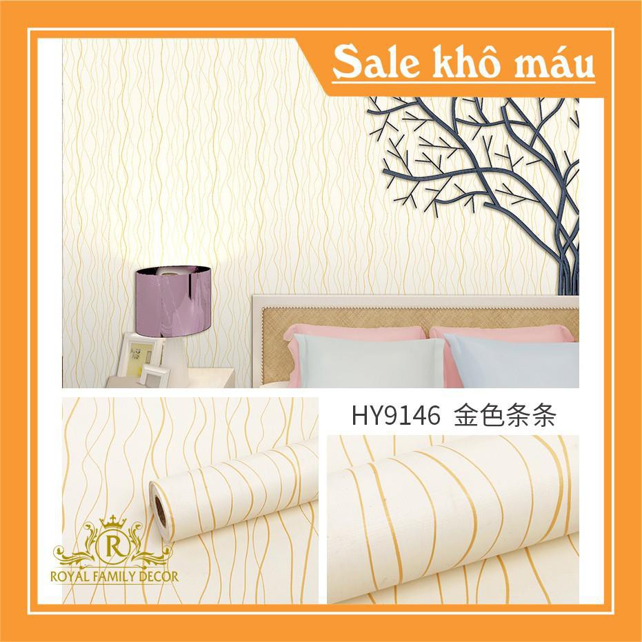 [Xả] 10m Giấy dán tường sọc xoắn vàng có sẵn keo bóc dán khổ 45cm giá rẻ nhiều mẫu trang trí phòng ở, trang trí cửa hàng