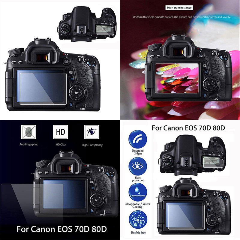 Miếng dán bảo vệ màn hình lcd trong suốt cho máy ảnh Canon EOS 70D 80D