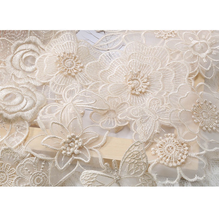 Miếng Dán Vải Voan Màu Be Tự Dính Trang Trí Quần Áo/ Váy