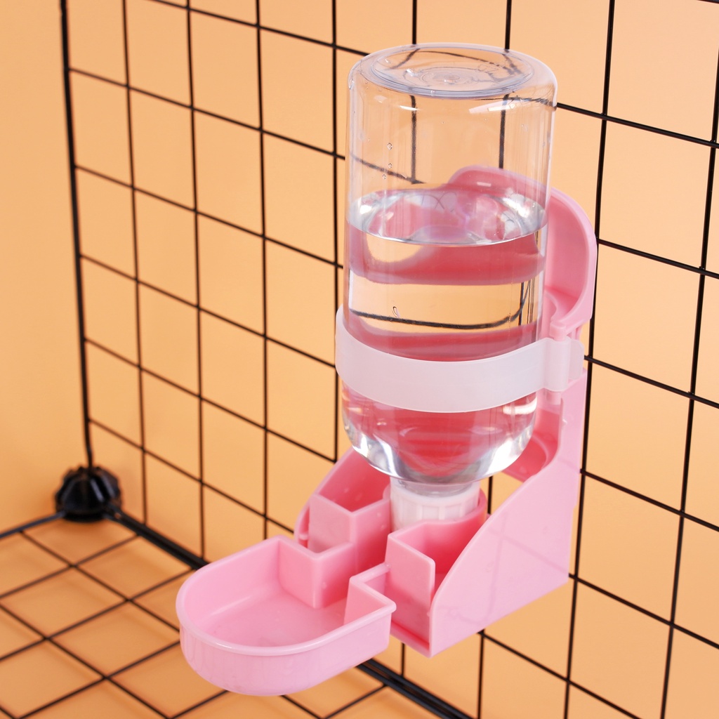 Bình nước gắn chuồng cho chó, gắn lồng cho mèo có khay lắp 2 chiều trong ngoài 500ml