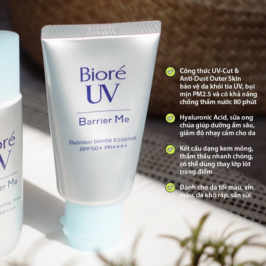 Kem Chống Nắng Biore Barrier Me Cushion Gentle Essence SPF50 60g