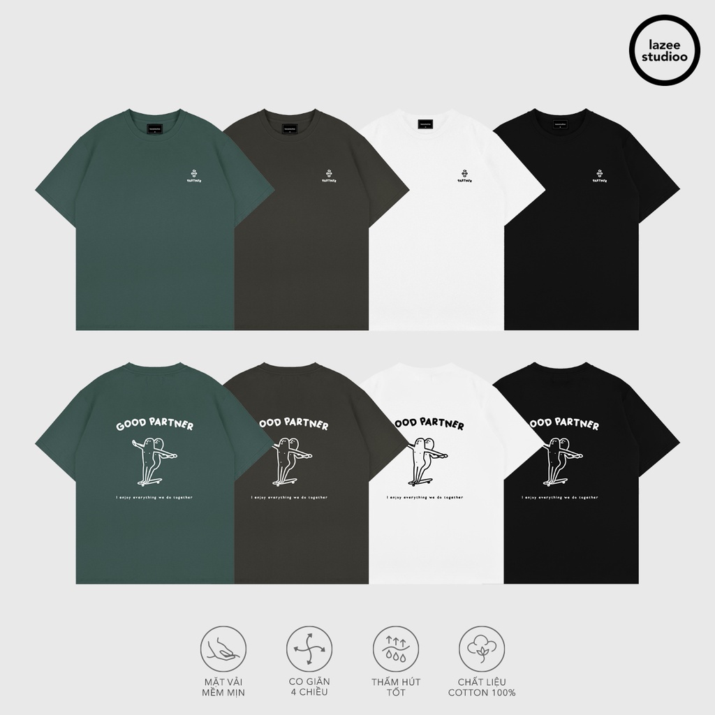 Áo thun - GOOD PARTNER | LAZEE STUDIOO | Xanh Lá - Xanh Bùn - Trắng - Đen | Form Regular
