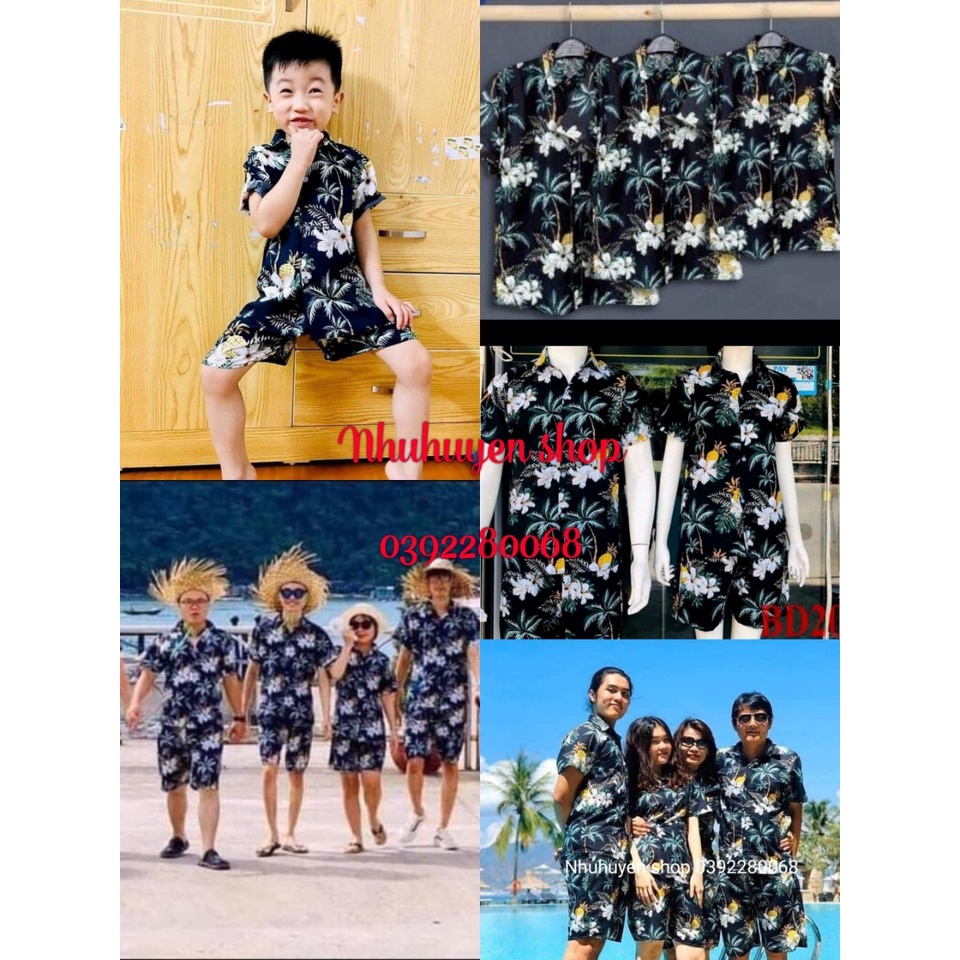 (chất kate thái 1 - kho HCM) bộ hoa sứ đen đi biển, team - bộ hoa quả, trái cây big size- chuyên sỉ lẻ - nhuhuyen shop