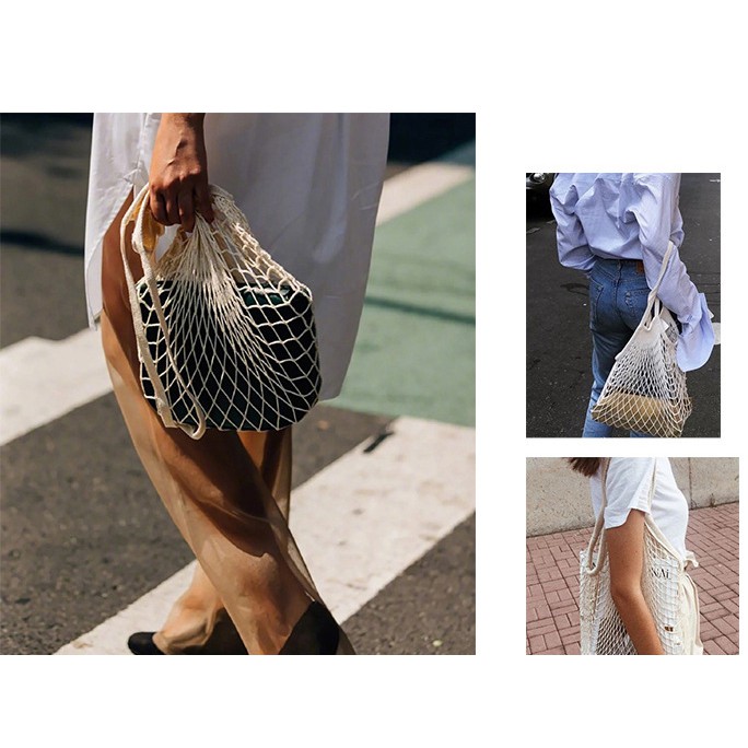 [Mã FASHIONCB264 giảm 10K đơn bất kỳ] HOMEPLUS Mesh Shopping Bag Storage Bag Supermarket Vegetables Fruit Woven Bag