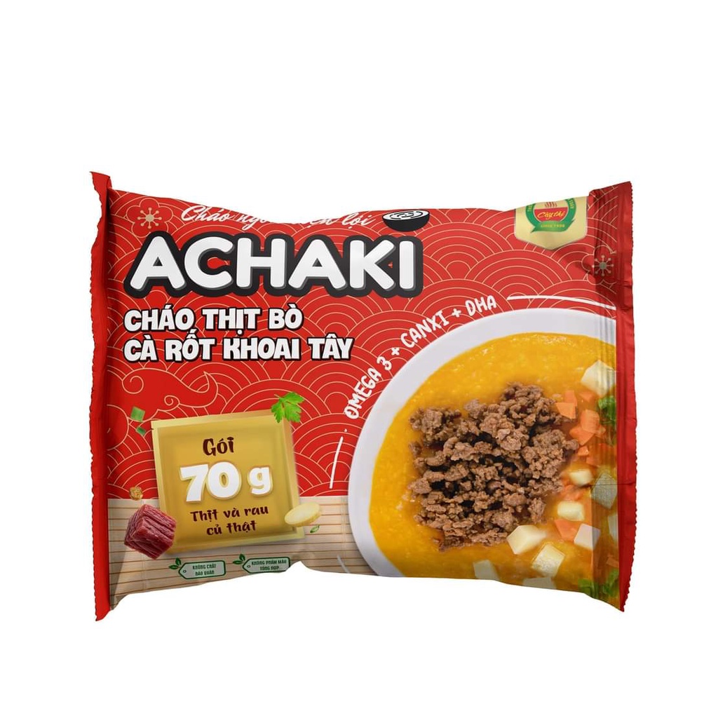 Cháo Ngon Tiện Lợi Achaki Thịt Bò Cà Rốt Khoai Tây Thương Hiệu Cây Thị